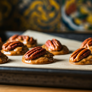 Easy Pecan Pralines on baking tray